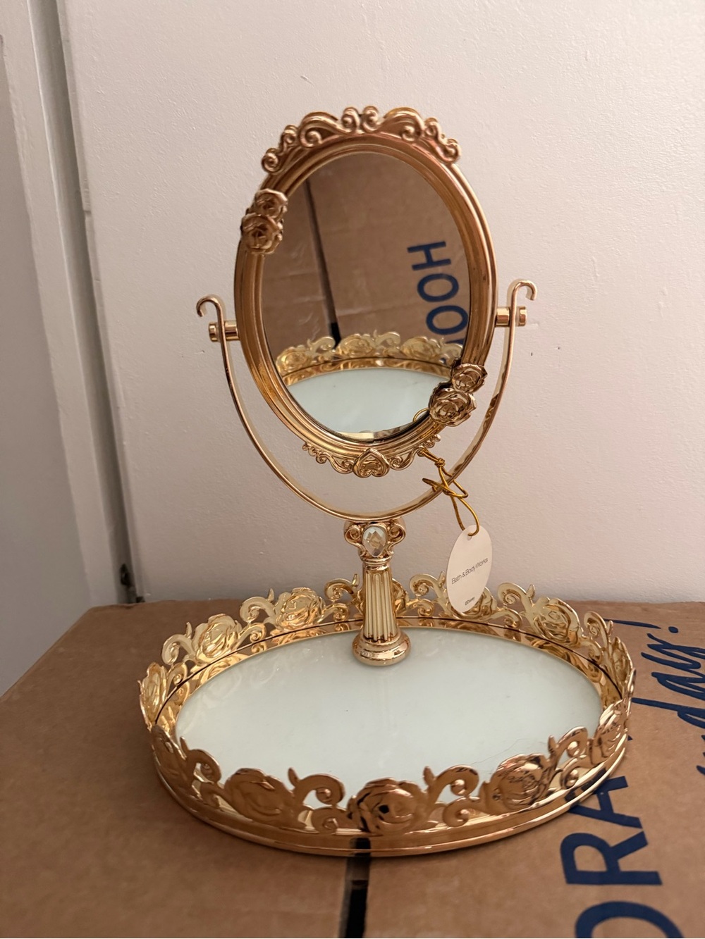 Gold Ornate BELLE Vanity Mirror Tray - Elegant Dressing Table Accent